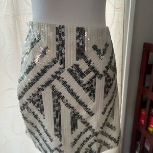 Express Black and White Sequin Mini Skirt